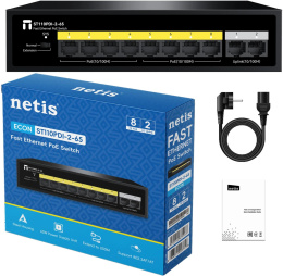Коммутатор Netis ST110PDI-2-65 L2 10x100Мбит/с 8PoE 65W неуправляемый