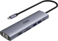 Переходник RAPOO 7-в-1 1xUSB-C to PD+1xHDMI4Kx60Hz+3xUSB3.0+1xSD deck+1xTF deck+1xRJ45 13242 XD71-SGRY