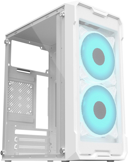 Корпус mATX Oklick OCC-MN302F, Mini-Tower, без БП,  белый
