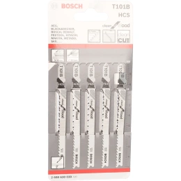 Пилки T101B 5 шт. для лобзиков 74 мм; хвостовик с 1 упором; чистый пропил; HCS BOSCH 2.608.630.030