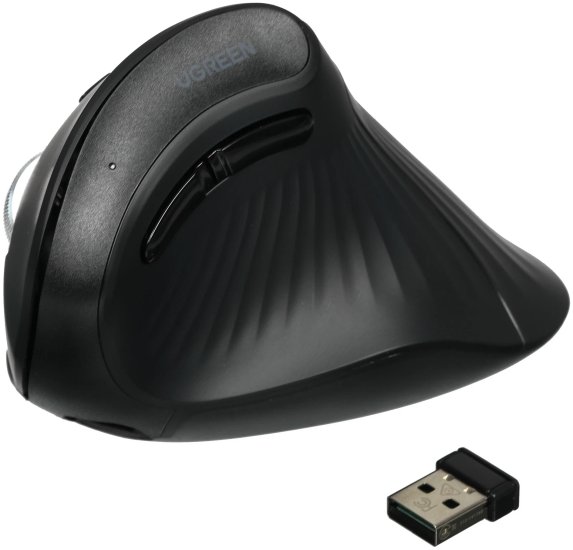 Беспроводная компьютерная мышь вертикальная UGREEN MU008S 85081 Multi-mode Wireless Vertical Mouse 2.4 GHz&BT. Цвет: черный