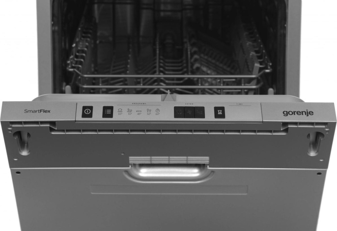 Встраиваемая посудомоечная машина Gorenje GV522E10S,  узкая, ширина 44.8см, полновстраиваемая, загрузка 9 комплектов