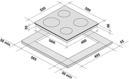 Электрическая варочная поверхность Krona CORTO 60 BL, конфорок: 4 шт.,  стеклокерамика,  независимая, черный