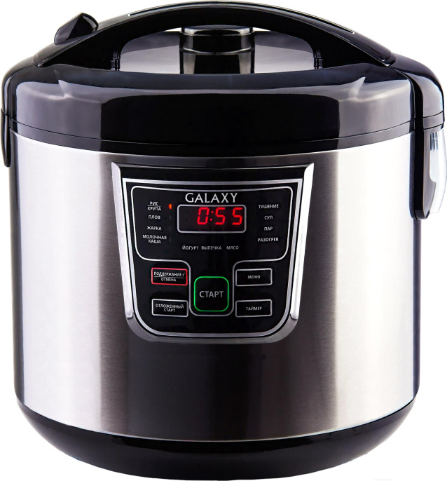 Мультиварка Galaxy Line GL2645 7021826450 900 Вт, 11 программ, объем чаши: 5 л, электронное управление, цвет: нержавеющая сталь, черный