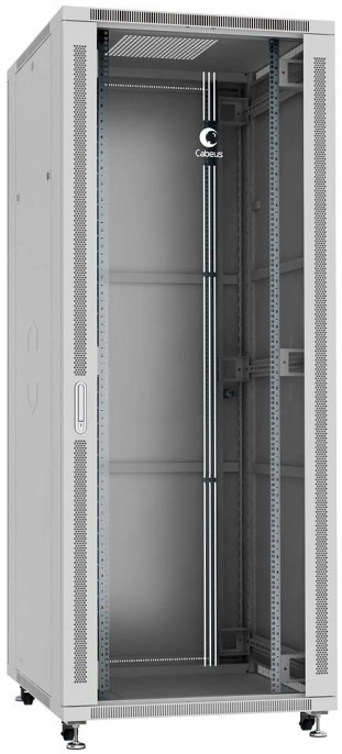 Cabeus SH-05C-42U80/80 Шкаф монтажный телекоммуникационный 19" напольный для распределительного и серверного оборудования 42U 800x800x2055mm (ШхГхВ) передняя стеклянная и задняя сплошная металлическая двери, ручка с замком, цвет серый (RAL 7035)