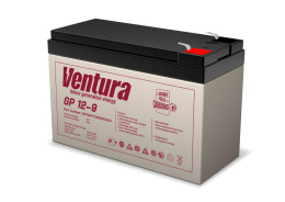 Батарея Ventura серия GP, GP12-9, напряжение 12B, емкость 9Ач разряд 20 часов , макс. ток заряда 2.25А, свинцово-кислотная типа AGM, клеммы T2, ДШВ 151х65х100мм, вес 2.5кг/ Ventura battery GP series, GP12-9, voltage 12V, capacity 9Ah discharge 20 h