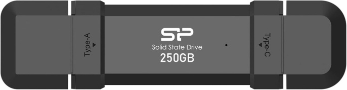 Накопитель SSD Silicon Power USB-C 250GB SP250GBUC3S72V1K DS72 1.8" черный USB-A