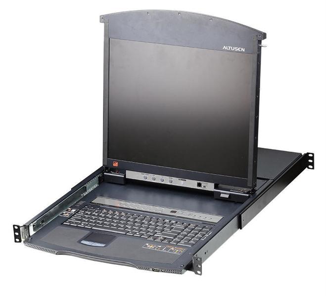 KVM консоль ATEN 16P CAT-5 HIGH DENSITY DUAL RAIL LCD KVM. KL1516AN-AXA-RG