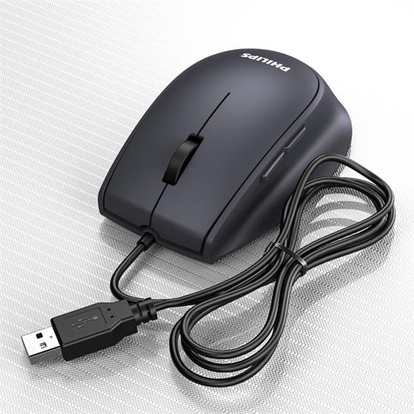 Аксессуары Philips Проводная Мышь SPK7327, 5 кноп., USB 2.0, 1600dpi, бесшумная, Чёрный SPK7327B/60
