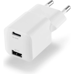 Сетевое зарядное устройство uBear Pulse Dual, GaN, 30 Вт WC13WHPD30QC18-AC