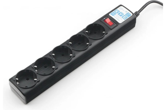Фильтр-удлинитель Power Cube 1.9м 5 розеток черный графит 10А/2,2кВт/ Surge protector Power Cube 1.9 m 5 outlets Black graffite 10A / 2.2kW