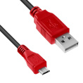 Кабель1.0m USB 2.0, AM/microB 5pin, черный, красные коннекторы Кабель1.0m USB 2.0, AM/microB 5pin, черный, красные коннекторы 4PH-R90006
