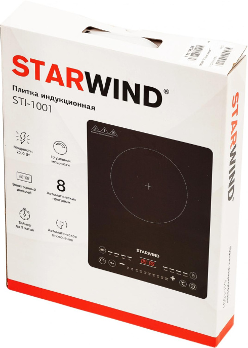 Настольная плита индукционная StarWind STI-1001, стеклокерамика, черный
