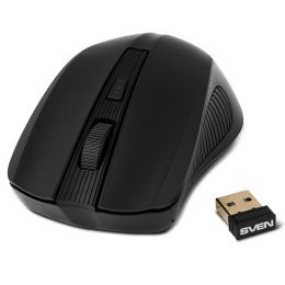 Беспроводная мышь SVEN RX-400W чёрная 3+1кл. 600/1000/1400DPI, блист SV-014674