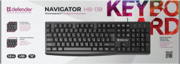 Defender Проводная клавиатура Navigator HB-138 RU, черн,104 кнопки+FN,1.8м 45138