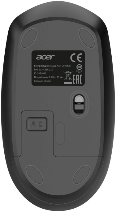 Мышь Acer OMR408 черный оптическая 1600dpi беспров. для ноутбука 4but ZL.MCEEE.02Z