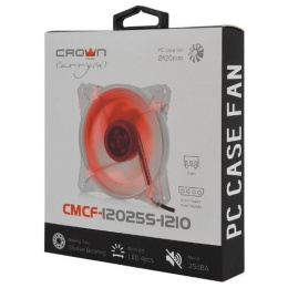 CROWN Вентилятор для компьютерного корпуса CMCF-12025S-1210 120*120*25мм;Красный 4LED;1500 об/мин;35CFM;20Дб;Подшипник скольжения;3pin+MOLEX папа-мама 40+10см