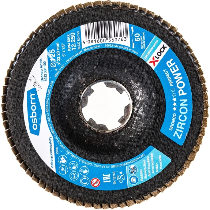 Диск абразивный лепестковый Zircon Power X-Lock K60 125 мм DRONCO 5932386100