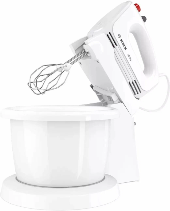 Миксер Bosch MQWPL2000 механическое управление, с чашей, режимы работы: турбо, пульсирующий, мощность: 375 Вт, цвет: белый
