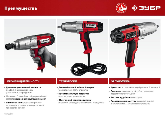 Ударный гайковерт Зубр ГС-300 К, сетевой