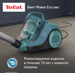 Пылесос Tefal Swift Power Cyclonic TW2922EA, 750Вт, бирюзовый/черный [7211005022]