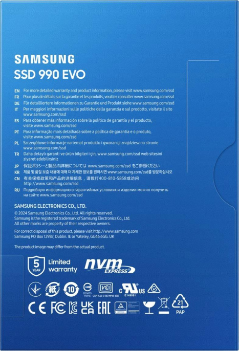 Накопитель SSD Samsung PCIe 4.0 x4 1TB MZ-V9E1T0B/AM 990 EVO M.2 2280