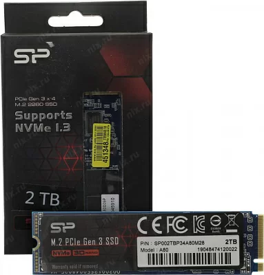 Накопитель SSD 2Tb Gb M.2 2280 M Silicon Power SP002TBP34A80M28 3D TLC