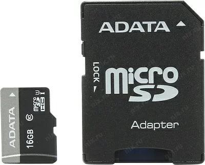Карта памяти A-DATA Premier AUSDH16GUICL10A1-RA1 microSDHC Memory Card 16Gb A1 V10 UHS-I U1 + microSD-- SD Adapter