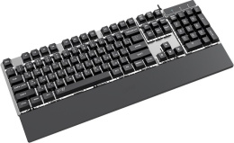 Клавиатура HAFF Gravix (KBD-GK150) (мембранная, проводная: USB, алюминиевая панель, подставка под запястье, RGB- подсветка, 1.6 м плетеный кабель, цвет: серебристый)