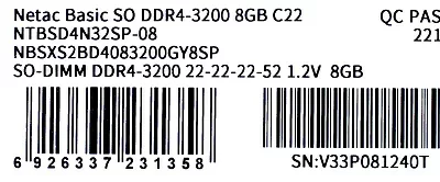 Модуль памяти Netac Basic NTBSD4N32SP-08 DDR4 SODIMM 8Gb PC4-25600 CL22 (for NoteBook)