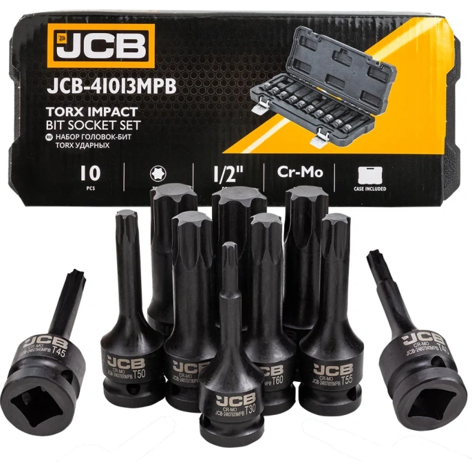 Набор головок-бит JCB TORX ударных 10 предметов 1/2 JCB-41013MPB(60978)