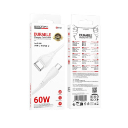 BOROFONE BX121/ PD кабель Type-C-Type-C/ 1m/ 60W/ белый (B-23092)