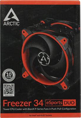 Охладитель Arctic ACFRE00060A Freezer 34 eSports DUO Red (4пин 1155/2011-3/2066/AM4200-2100об/минAl+тепл.трубки)