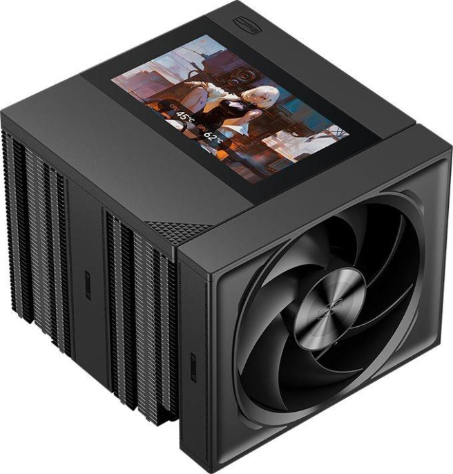 Кулер для процессора CPU Cooler PCCooler RZ820 Display BK 290W, 4-pin PWM, LED, 169mm, Al/Cu, 8x6mm, 1x140mm + 1x150mm, 71.9/78.7CFM, 27.1/35.8dBA, 1500/2500RPM, S: 1851/1700/1200/115X/20XX, AM5/AM4, black