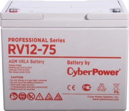 АКБ CyberPower AGM battery for UPS, RV 12-75 / 12 V 75 Ah, М6, 258х168х208mm., Height with terminals 214mm, 24,8kg., 10-year service life