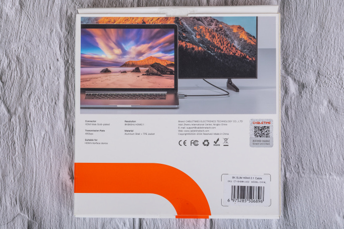 Кабель CABLETIME CH14L (CT-SHD8K-AG2) 2 м, 8K SLIM HDMI 2.1, позолоченный, 8K/60 Гц, черный