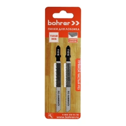Пилки по ламинату для лобзика Т101B 2 шт; 100х75 мм; HCS; шаг 2.5 мм BOHRER 37201012