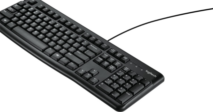 Клавиатура Logitech K120, проводная, USB, мембранная, заводское нанесение кириллицы, черный [920-002522]
