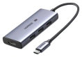 Док-станция UGREEN CM500-90376; Вход USB-C (стандарт USB 4.0, совместимый с Thunderbolt 3 и Thunderbolt 4). Выходы: HDMI (8K@60Hz; 4K@144Hz), 2 порта USB-C (USB 3.2 Gen 2 - макс. 10 Гбит/с) + 2 порта USB-A (USB 3.2 Gen 2 - макс. 10 Гбит/с), без порта для 