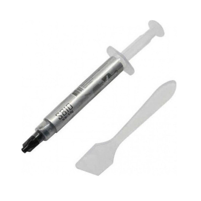 Термопаста ALSEYE S-810 Color: Grey Thermal Conductivity: 4.63 W/m-K Thermal Impdedance: 0.0087 ℃-in2/W Specific Gravity: 3.15 Viscosity: 12500 Thixotropic Index: 280 ±10 1/10mm Moment Beared Temperature: -50-300℃ Operation Temperture: -30-280℃; silico A