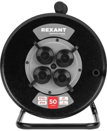 Удлинитель силовой Rexant КГ 13-5013 3x1.5кв.мм 4розет. 50м КГ 16A метал.катушка черный
