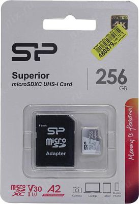 Карта памяти Silicon Power SP256GBSTXDA2V20SP microSDXC Memory Card 256Gb UHS-I U3 V30 A2 + microSD-- SD Adapter