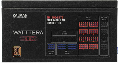 Блок питания Zalman ZM1200-EBTII Black 1200W ATX (24+4x4+6x6/8пин) Cable Management