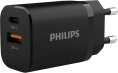 Сетевое зарядное устройство Philips DLP5331, USB + USB type-C, 30Вт, 1.5A, черный [dlp5331cb/74]