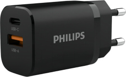Сетевое зарядное устройство Philips DLP5331, USB + USB type-C, 30Вт, 1.5A, черный [dlp5331cb/74]