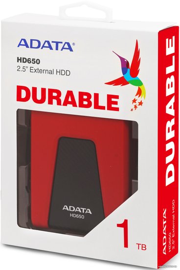 Жесткий диск A-Data USB3.0 1TB AHD650-1TU31-CRD HD650 DashDrive Durable 2.5" красный