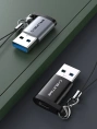 Адаптер CABLETIME CP73B (CT-OTG-AMCF-ABL) USB3.0 A Male to USB -C Female OTG С петлей для шнурка. Алюминий