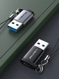 Адаптер CABLETIME CP73B (CT-OTG-AMCF-ABL) USB3.0 A Male to USB -C Female OTG С петлей для шнурка. Алюминий