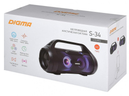 Колонка портативная Digma S-34, 25Вт, черный [sp3425b]