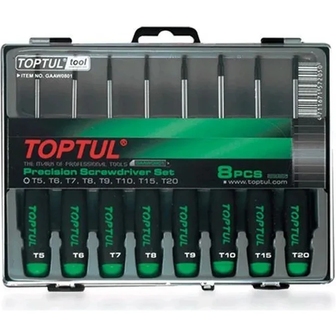 Набор отверток для точных работ TOPTUL TORX T5-T20 8 шт. GAAW0801